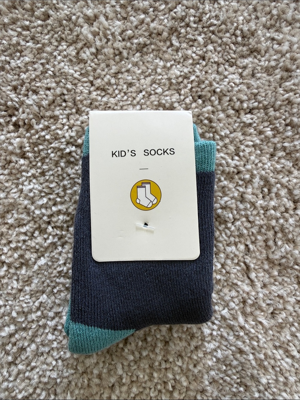 Kids' Ankle Socks in Dark Gray with Teal Accents
